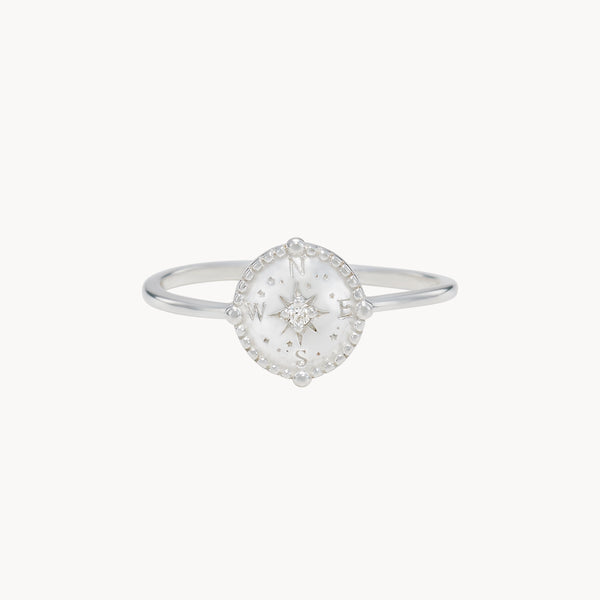 cosmic compass ring - sterling silver, brilliant diamond