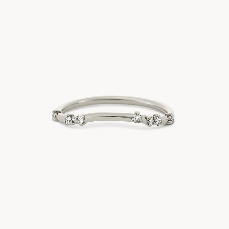 Alate ring - 14k white gold, white diamond