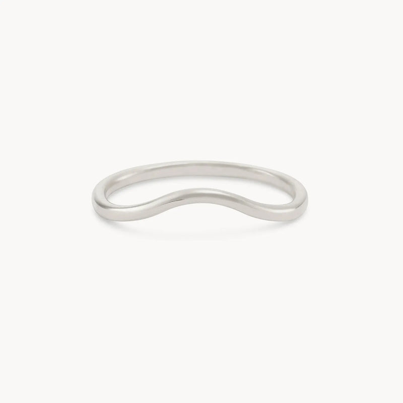 plain wave band - 14k white gold