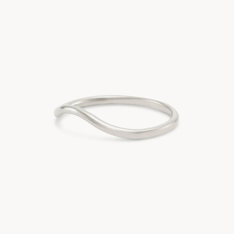 plain wave band - 14k white gold