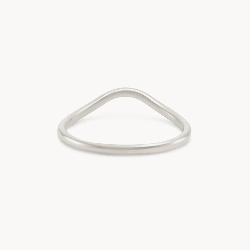 plain wave band - 14k white gold