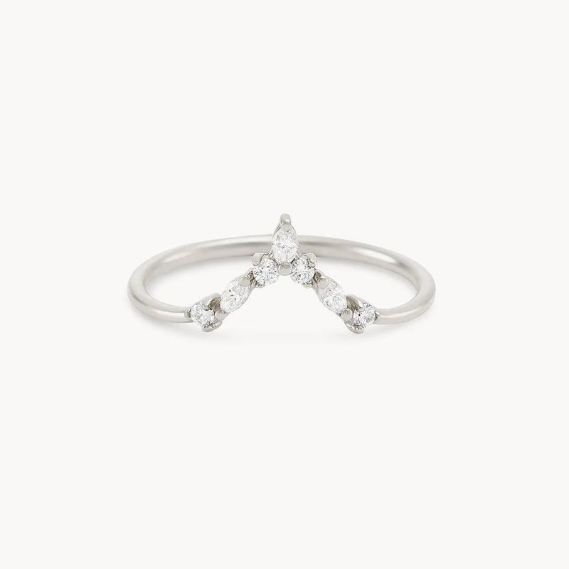 Moonbow ring - 14k white gold, white diamond