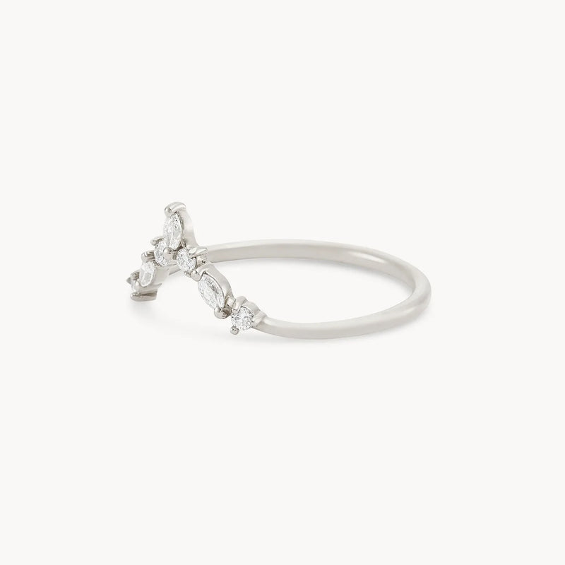 Moonbow ring - 14k white gold, white diamond