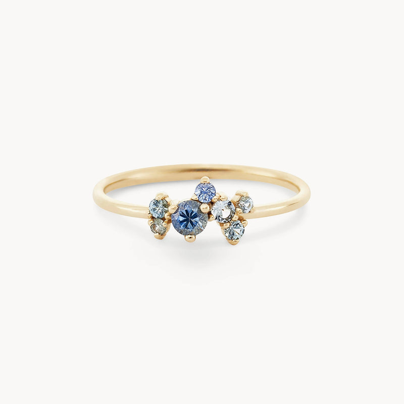 tie dye something blu ring - 14k yellow gold, blue and white sapphire jewelry