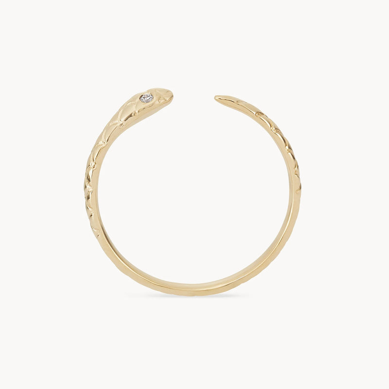 revival diamond snake ring - 14k yellow gold
