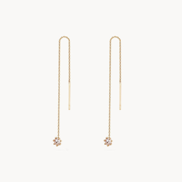 nova threader earring - 14k yellow gold, white diamond