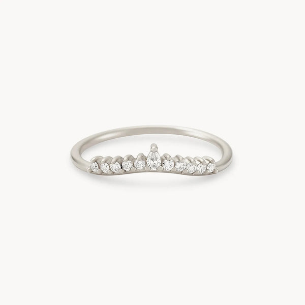 sunbeam ring - 14k white gold, white diamond