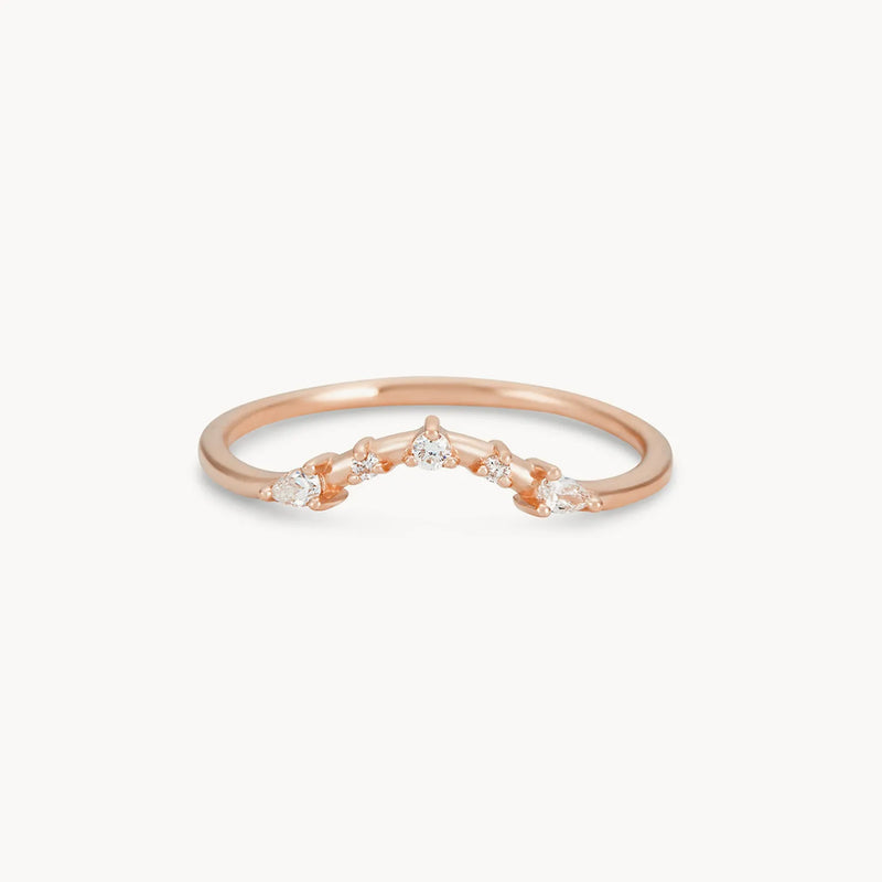 A deep love band - 14k rose gold, white diamonds