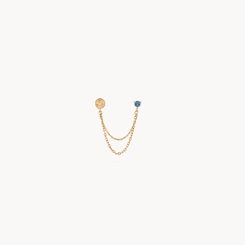 blue lagoon chain earring - 14k yellow gold, blue sapphire Jewelry