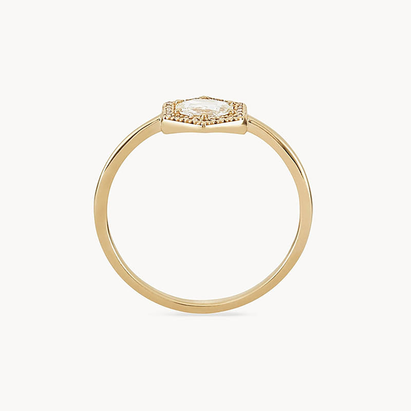 Capella Engagement ring - 14k yellow gold, rose cut white diamond