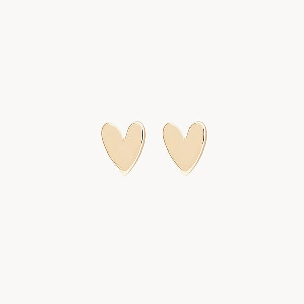 Everyday larger lovely heart earring - 14k yellow gold