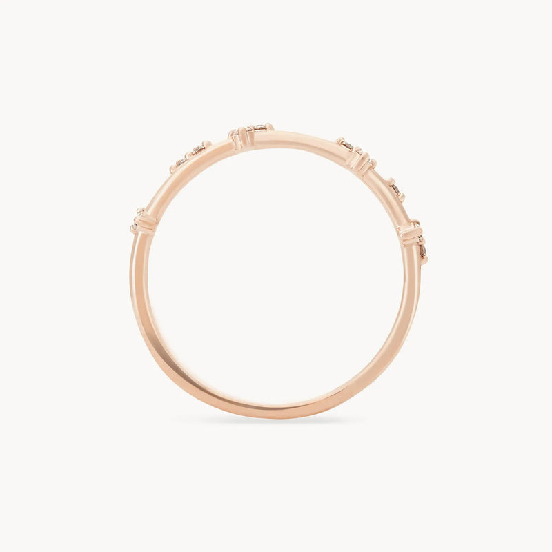 Milky way ring - 14k rose gold, white diamond