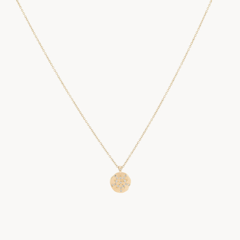 sand dollar diamond necklace - 14k yellow gold, white diamond