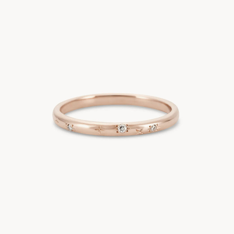 starlight ring - 14k rose gold, white diamond