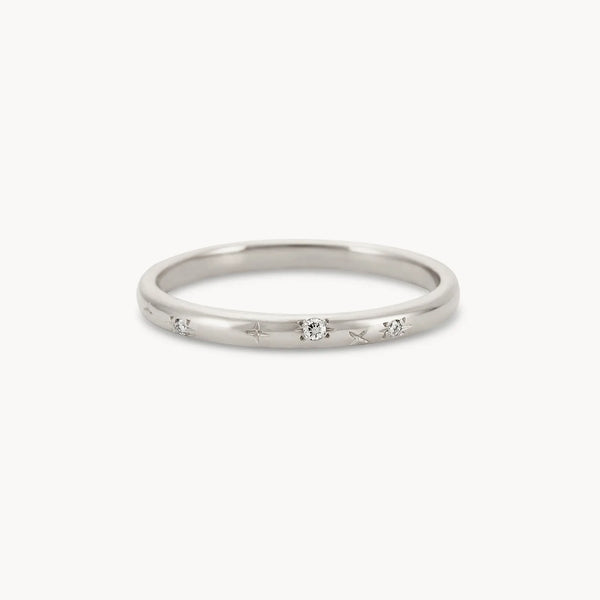 starlight ring - 14k white gold, white diamond