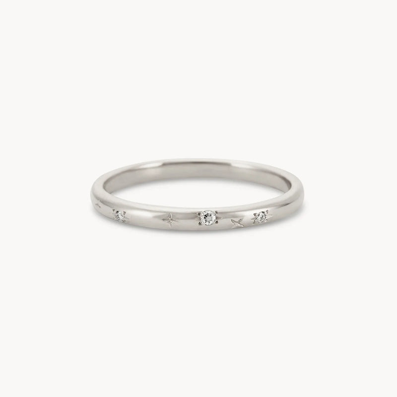 starlight ring - 14k white gold, white diamond