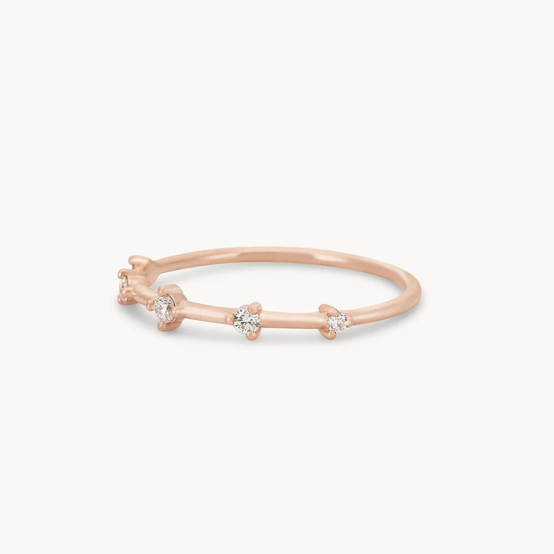 the stars align ring - 14k rose gold, white diamond