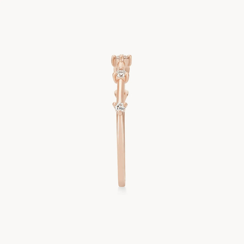 the stars align ring - 14k rose gold, white diamond